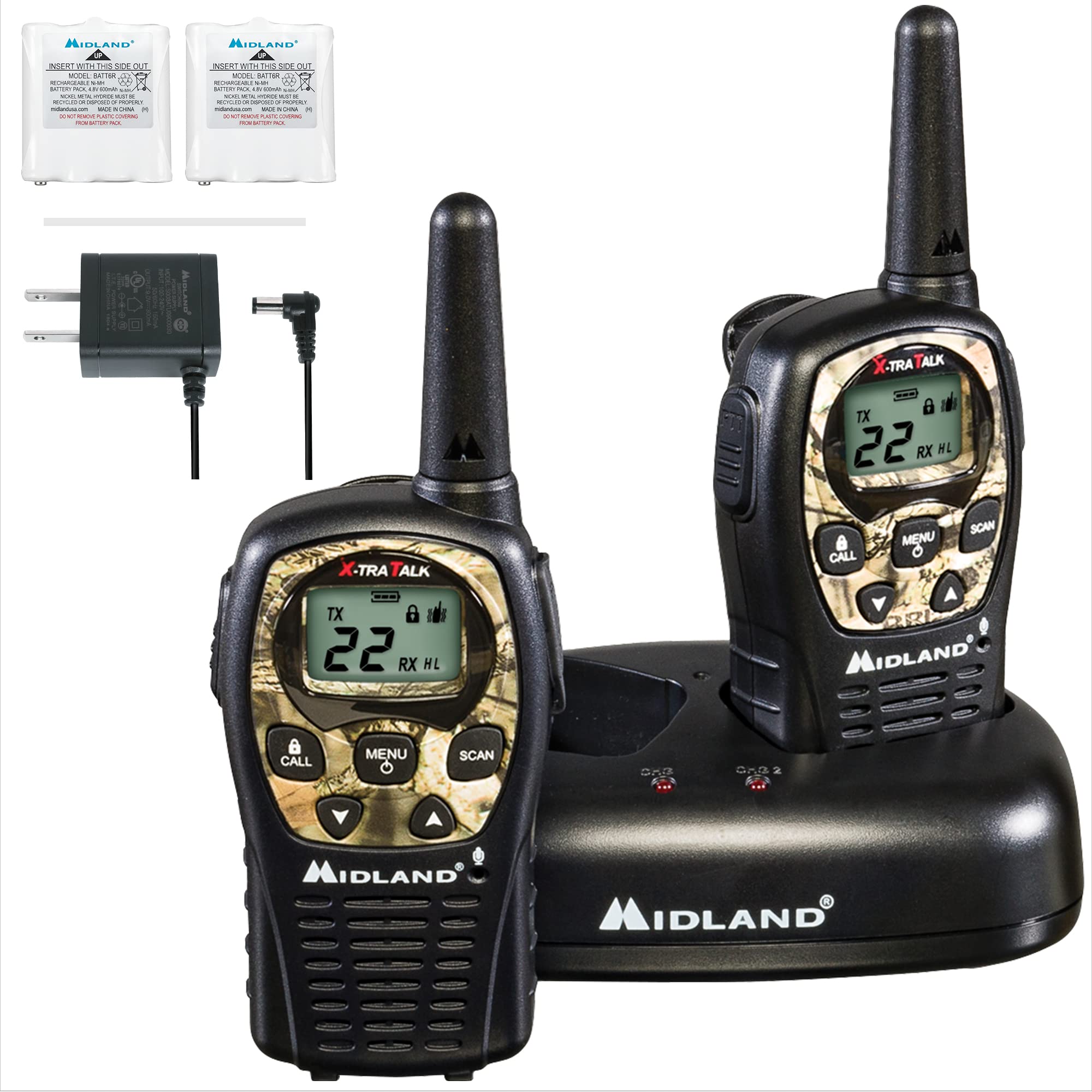 Midland Lxt535Vp3 Frs Walkie Talkie   Long Range Two Way Radio Channel Scan, Silent Operation (Mossy Oak Camo, 2 Radios)